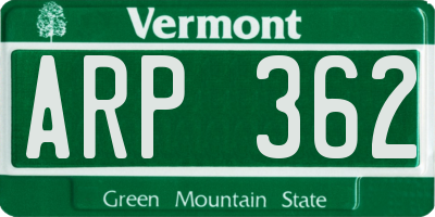 VT license plate ARP362