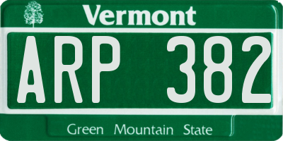 VT license plate ARP382