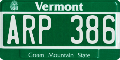 VT license plate ARP386