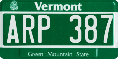 VT license plate ARP387