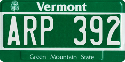 VT license plate ARP392