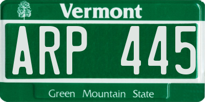 VT license plate ARP445