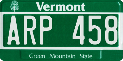VT license plate ARP458