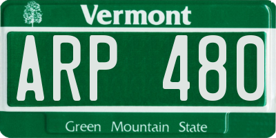 VT license plate ARP480