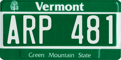 VT license plate ARP481
