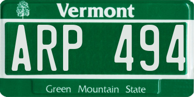 VT license plate ARP494