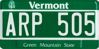 VT license plate ARP505
