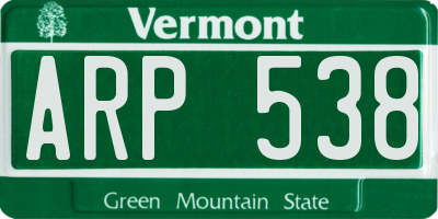 VT license plate ARP538