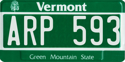 VT license plate ARP593