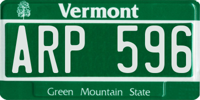 VT license plate ARP596