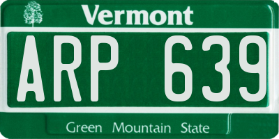 VT license plate ARP639
