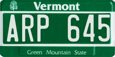VT license plate ARP645