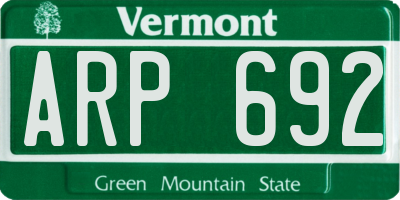VT license plate ARP692