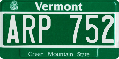 VT license plate ARP752