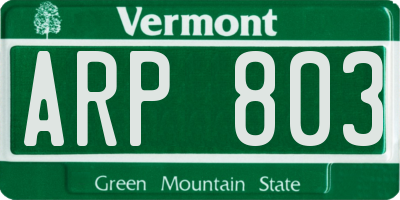 VT license plate ARP803