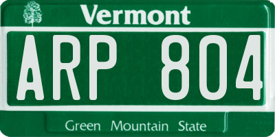 VT license plate ARP804