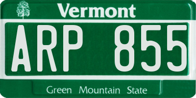 VT license plate ARP855