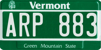 VT license plate ARP883
