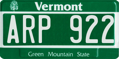 VT license plate ARP922
