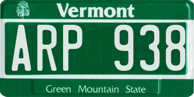 VT license plate ARP938