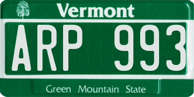 VT license plate ARP993
