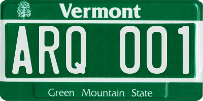 VT license plate ARQ001