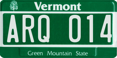 VT license plate ARQ014