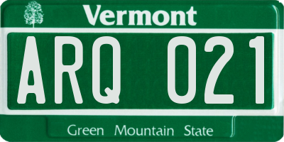 VT license plate ARQ021