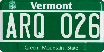 VT license plate ARQ026