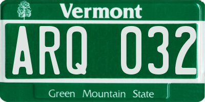 VT license plate ARQ032