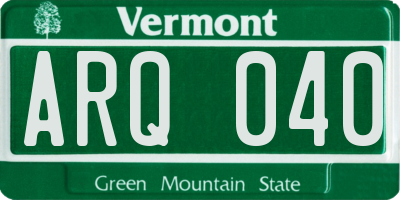 VT license plate ARQ040