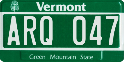 VT license plate ARQ047