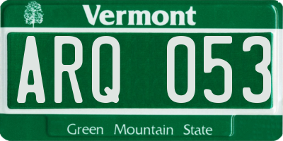 VT license plate ARQ053