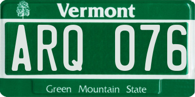 VT license plate ARQ076