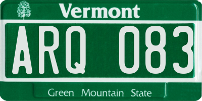 VT license plate ARQ083