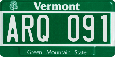 VT license plate ARQ091