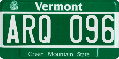 VT license plate ARQ096