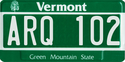 VT license plate ARQ102