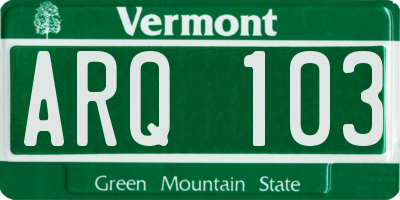 VT license plate ARQ103