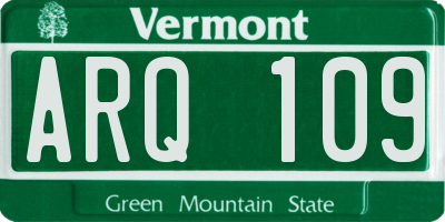 VT license plate ARQ109