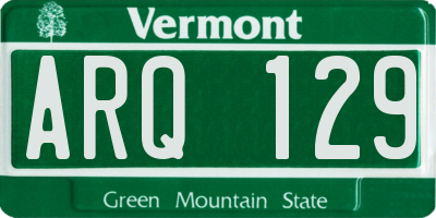 VT license plate ARQ129
