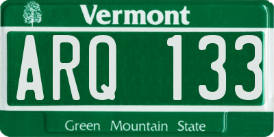 VT license plate ARQ133