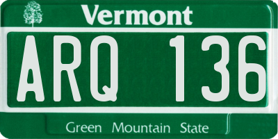 VT license plate ARQ136