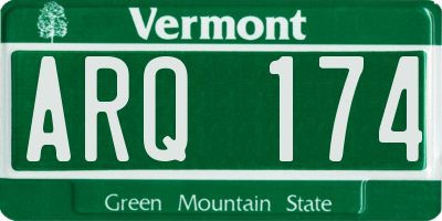 VT license plate ARQ174