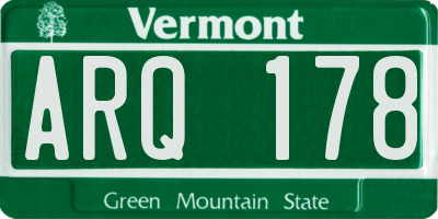VT license plate ARQ178
