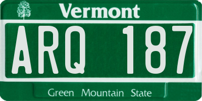 VT license plate ARQ187