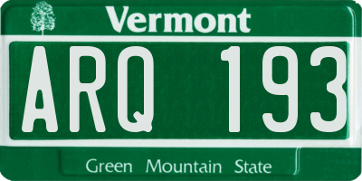 VT license plate ARQ193