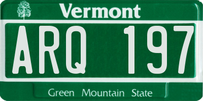 VT license plate ARQ197