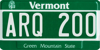 VT license plate ARQ200