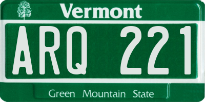VT license plate ARQ221